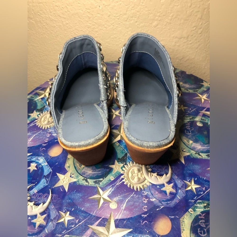Embellished Denim Wedge Mules size 6.5 - Picture 9 of 15